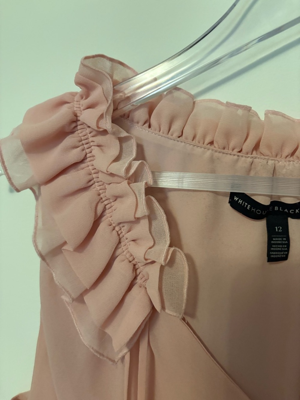 Whbm Sleeveless Ruffle Neck Pink blush Dress with Tassel Detail size 12 like new - Picture 3 of 5